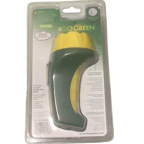 Rechargeable 4 LED Flashlight Go Green 30 Lumens Brightest Energy Efficient NEW - Picture 5 of 8